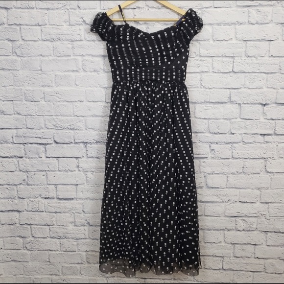 Anthropologie Shoshanna Off the Shoulder Polka Dot Midi Dress - Picture 4 of 11